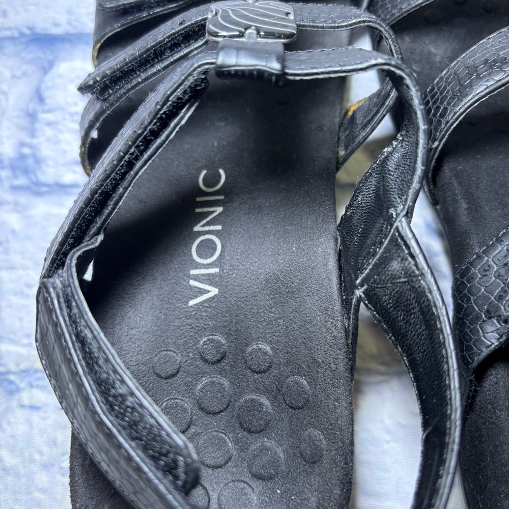 Vionic Amber Black Leather Slingback Sandals Comf… - image 6